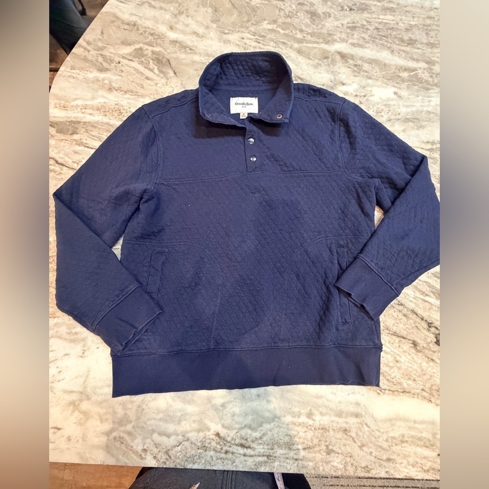 Goodfellow & Co Navy Blue Long Sleeve Quilted Top Size M